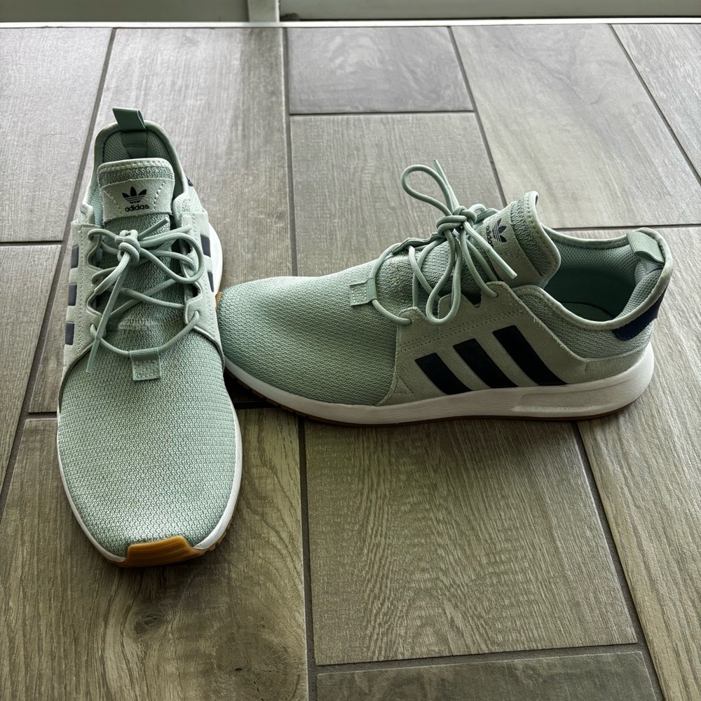 Adidas Green Athletic Shoes with Mesh Upper and Gum Outsole